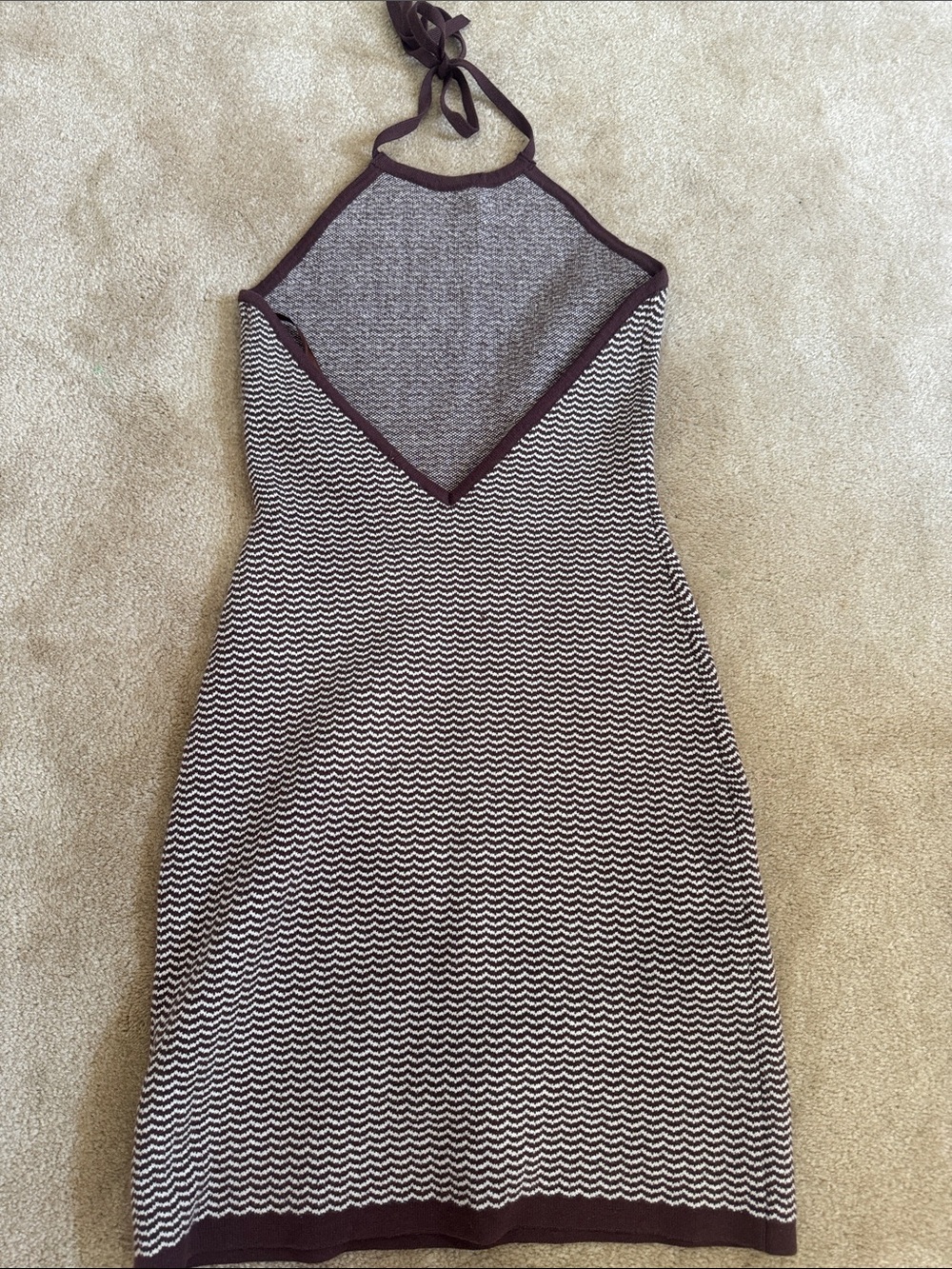 Abercrombie & Fitch Brown and Cream Halter Knit  Dress - Picture 2 of 3
